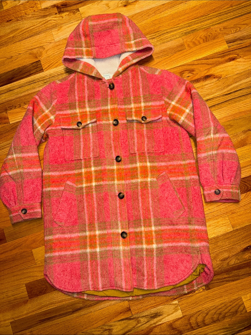 Sundance - Sherpa Lined Hooded Plaid Coat jacket